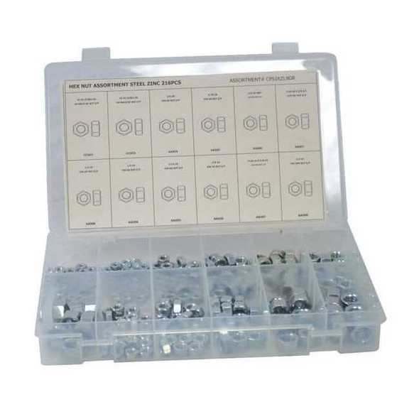 Manufacturer Varies Nut Assortment,Zinc Finish,12 Sizes CPS1KZL9GR