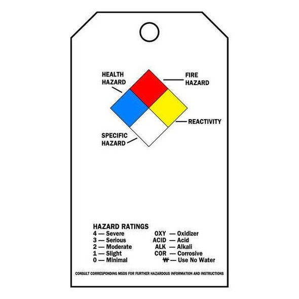 Brady Accdnt Prvntn Tag,Poly,NFPA Diamond,PK25, 99202 99202