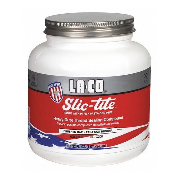 La-Co Thread Sealant with PTFE, White, Paste, 32 fl oz, Brush-Top Can 42049