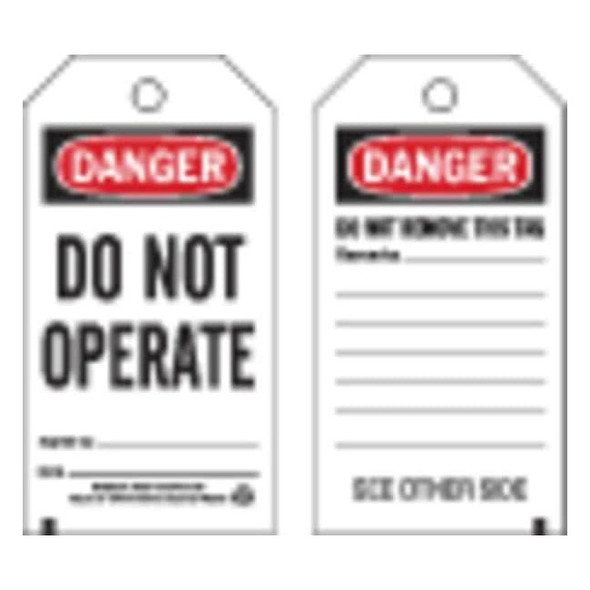Brady Danger Tag,5-3/4 x 3 In,Do Not Opr,PK25, 65367 65367