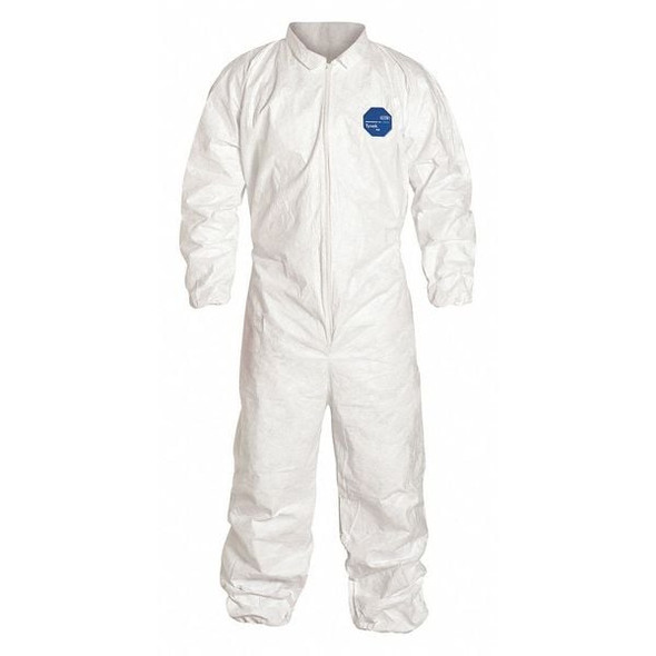 Dupont Collared Coverall,Elastic,White,4XL,PK25 TY125SWH4X0025NF
