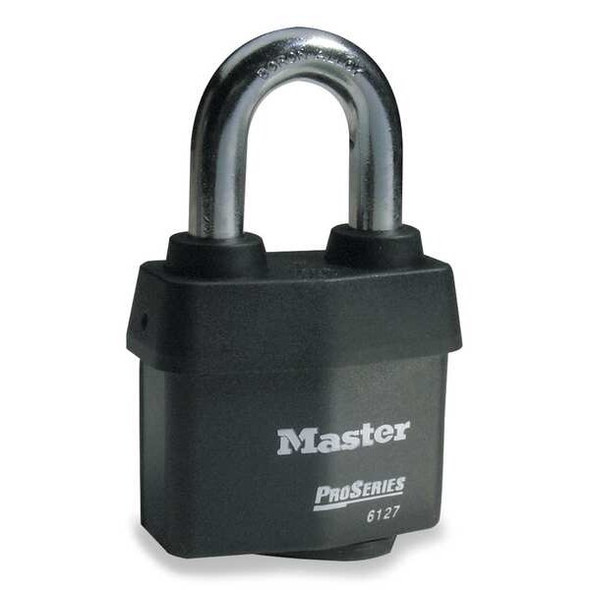 Master Lock Keyed Padlock, 7/8 in,Rectangle,Black 6127