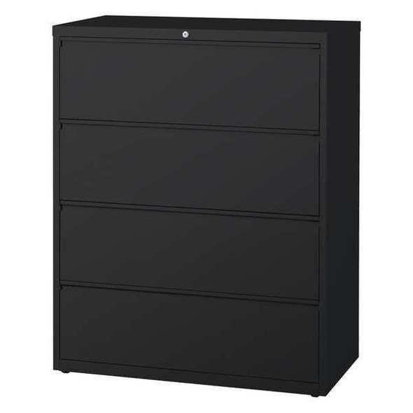 Hirsh 42 in W 4 Drawer Lateral File Cabinet, Black,  A4/Legal/Letter 17460