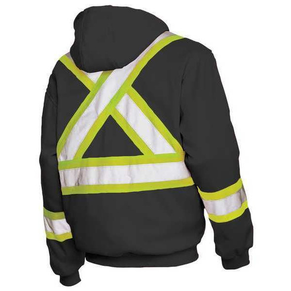 Tough Duck High Visibility Sweatshirt, 1, O, Polyester, Black, 3XL S49421