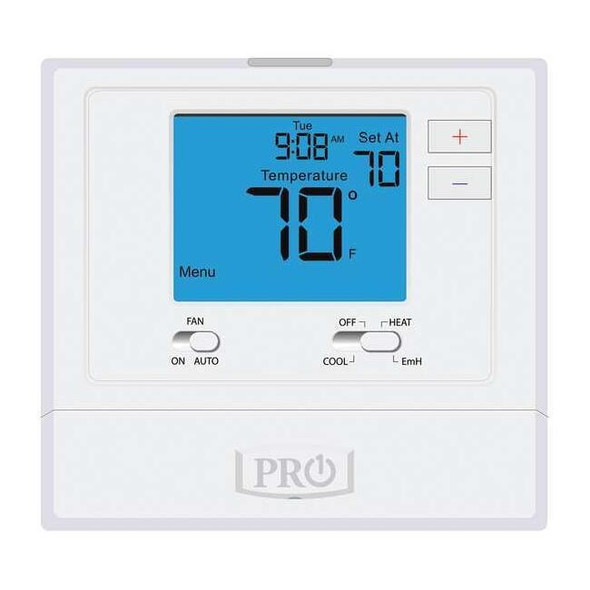 Non-Programmable Thermostat, 2 H, 1 C, Wall Mount, Hardwired/Battery, 24VAC