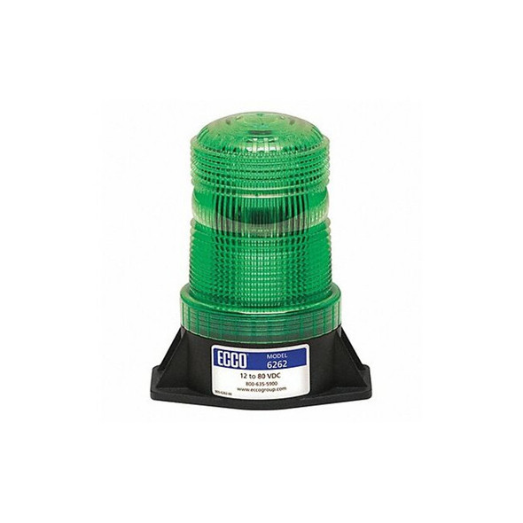 Ecco Beacon Light, Green, 12-80V DC, 80 FPM, 3 7/8 in Dia., Permanent 6262G