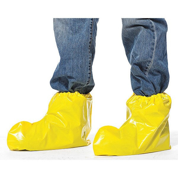 Disposable Shoe Covers, Polyolefin, Yellow, Slip Resistant Sole: Yes ,L