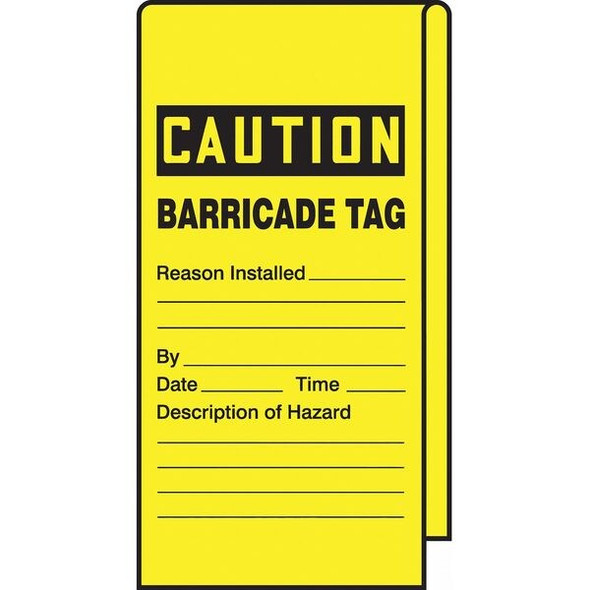 Accuform Wrap Stick Tag,Caution,12"Lx3-1/8"W,PK25 TAT112