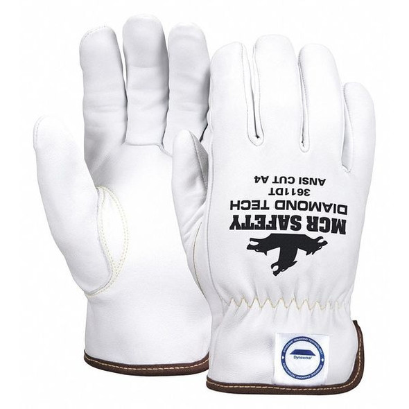 Mcr Safety Leather Gloves,White,L,PR 3611DTL