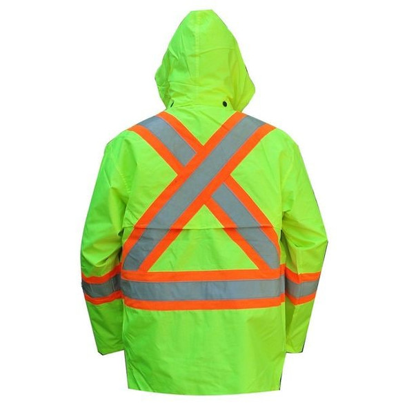 Viking Hi-Viz Safety Jacket, Polyester, Polyurethane, Class 3 Type R, Green, XL 6323JG-XL