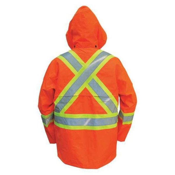Hi-Viz Safety Jacket, Polyester, Polyurethane, Class 3 Type R, Orange, XL  6323JO-XL