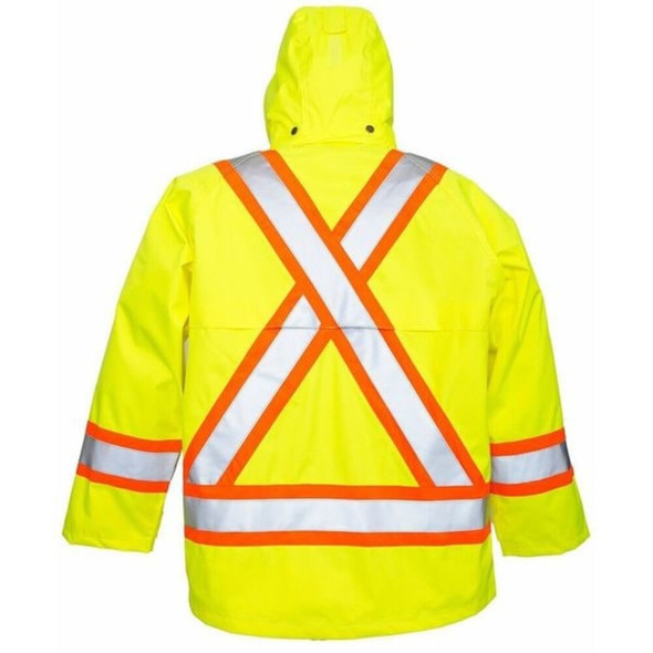 Hi-Viz Safety Jacket, Polyester, Polyurethane, Class 3 Type R, Green, L  6330JG-L