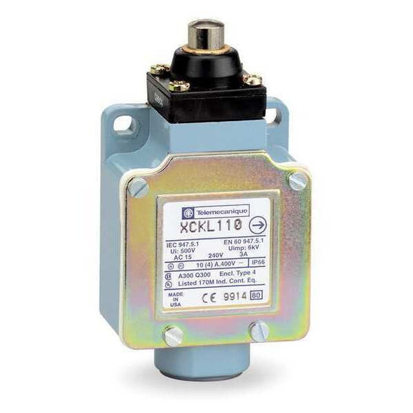 Limit Switch, Plunger, 1NC/1NO, 10A at 240V AC, Actuator Location: Top