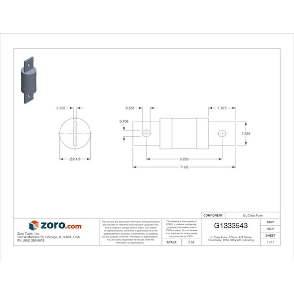 Mersen Fuse,Class J,225A,AJT Series AJT225