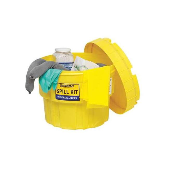 Spill Kit, 11 gal Volume Absorbed per Kit, 31 gal Capacity, Drum, Yellow, 36