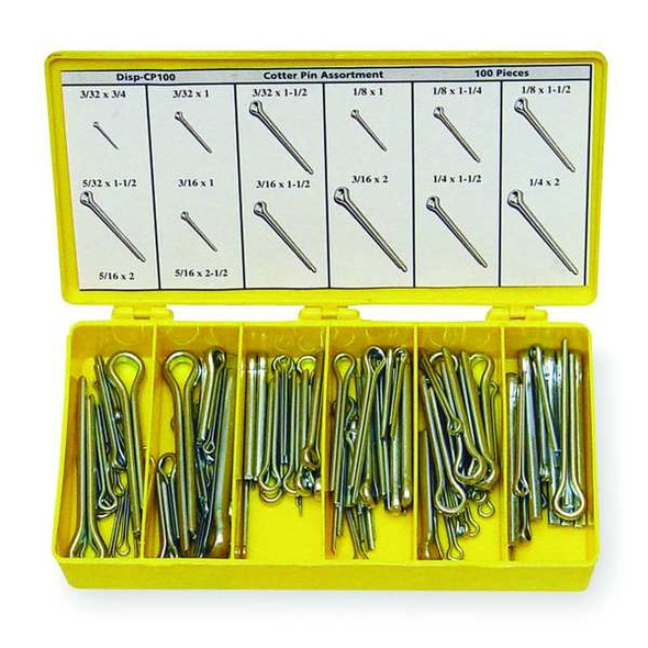 Itw Bee Leitzke Cotter Pin Asst,LCS,Zinc,550 Pcs,7 Sizes WWG-DISP-CP550