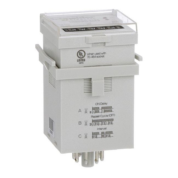 Multifunction Time Delay Relay, Octal, 3 Functions 240V AC, DPDT
