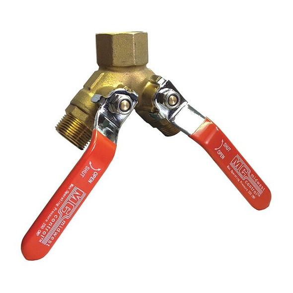 1" x 3/4" FNPT x MNPT x MNPT Brass Ball Valve 3-Way