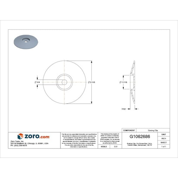 Manufacturer Varies Grating Clip, For Screw Size 1/4 in, Carbon Steel, Galvanized, 100 PK GTR