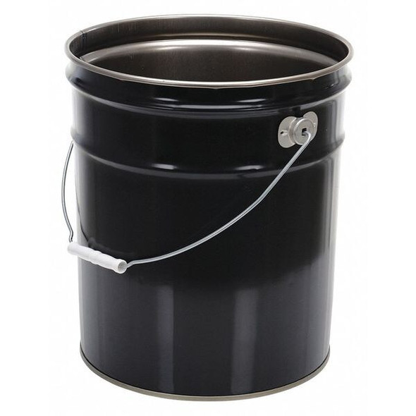 Manufacturer Varies Steel Pail, Black, Cap 5 Gal, With Lining PAIL-STL-RI-UN