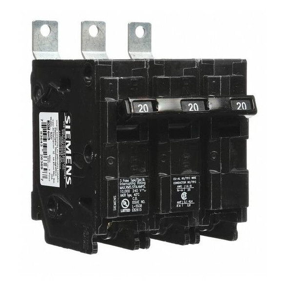 Miniature Circuit Breaker, BL Series, 20A, 3 Pole, 240V AC, 10kA at 240V AC