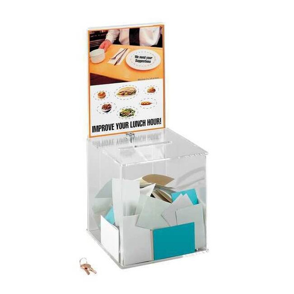 Safco Suggestion Box, Clr, 21 in H, 9 1/4 in W 4234CL