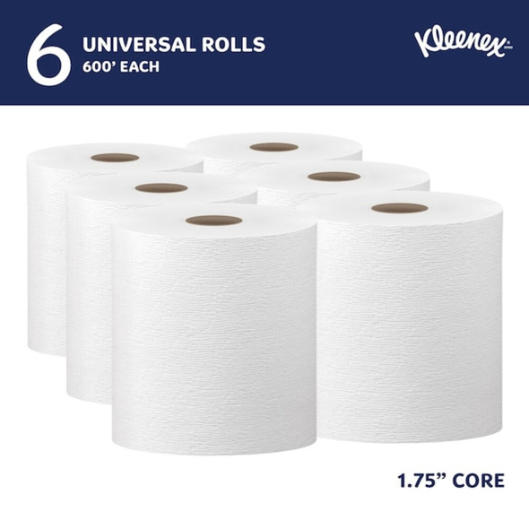 Hard Roll Paper Towels with Premium Absorbency Pockets, 1.75" Core, White, (600'/Roll, 6 Rolls/Case)