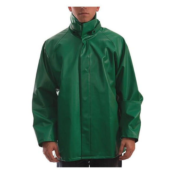 Flame Resistant Rain Jacket, S, 13 oz Heavy Duty PVC, snaps Closure