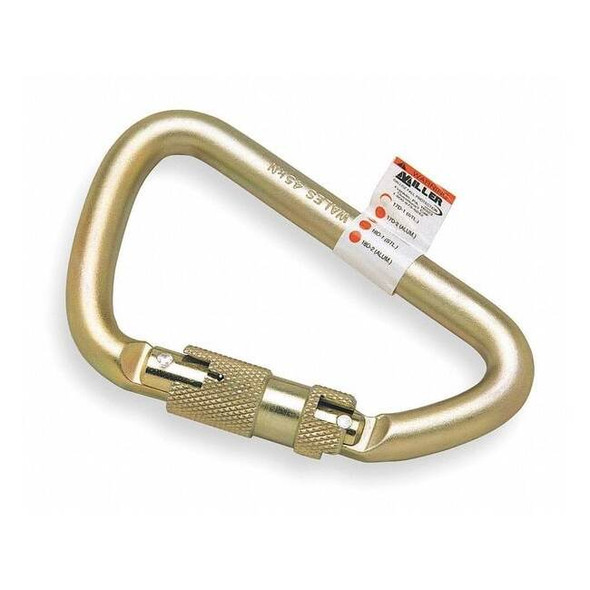 Miller Twist-Lock Carabiner, Carbon Steel, Gold, 4 5/8 in L 17D-1/