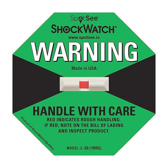 Shockwatch G-ForceIndicatingLabel,Grn,PK50 20100