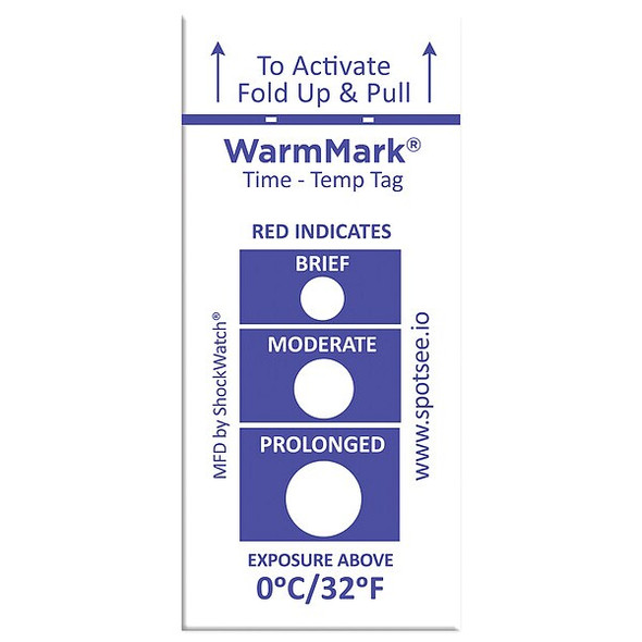 Warmmark Temperature Indicator Label,Heat,PK100 WM 0/32