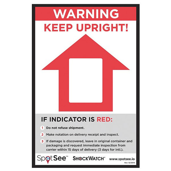 Tiltwatch Tilt Indicating Label, White, PK200 26102