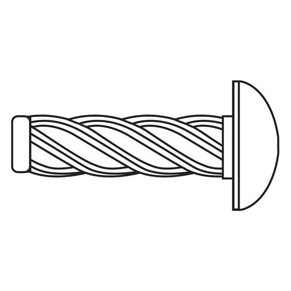 U-Drive Screw, Round, Zinc Plated Steel, 3/32 in Head Ht, 3/8 in Lg, 1000 PK