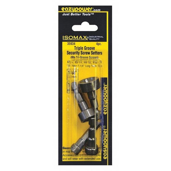 Manufacturer Varies DriverBitSet,4pcs,Steel,Shank:1/4" 35934