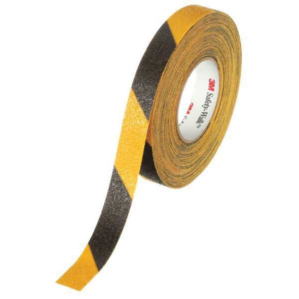 3m AntiSlip Tape,60 ftLx1 "W,BLK/YLW,60Grit 613