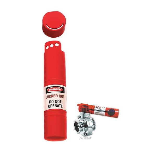 Zing Butterfly Valve Lockout,Plastic,2" H,Red 7514