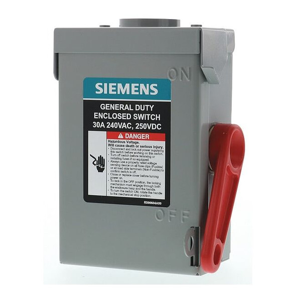 Siemens Non-Fusible, Safety Switch, General Duty, 240 V, 3PST, NEMA 3R GNF321RA