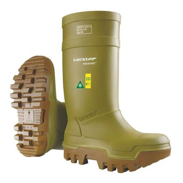 Dunlop Men's Dunlop Rubber Boot, Steel Toe, 16" Height, Green, 13 E662843