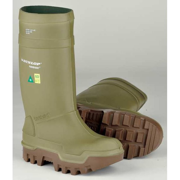 Dunlop Rubber Boot,Men's,13,Knee,Green,PR E662843