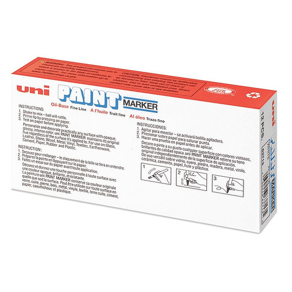 Uni-Paint Paint Marker,White,Capped,PK12 63713