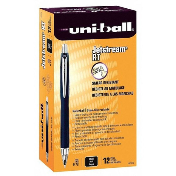 Uni-Ball Retractable Rollerball Pen, Fine 0.7 mm, Black PK12 62152
