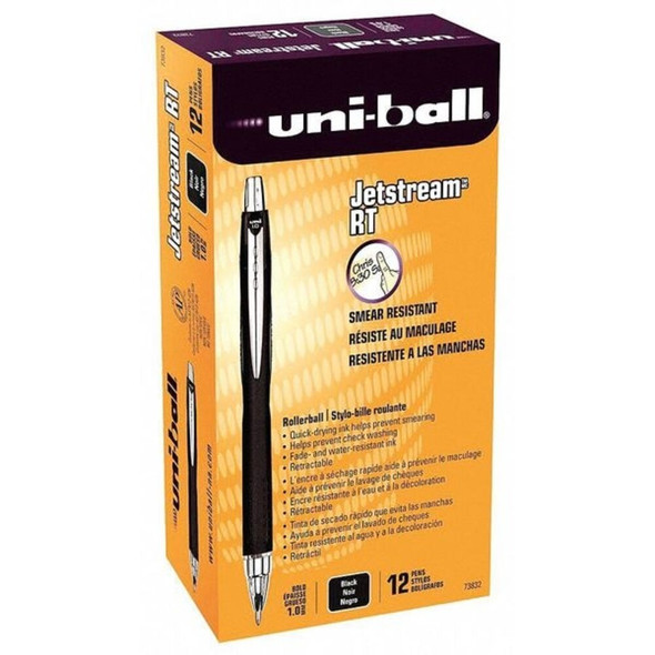 Uni-Ball Retractable Rollerball Pen, 1 mm, Black PK12 73832