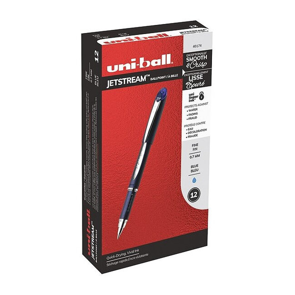 Uni-Ball Rollerball Pen, Stick, Medium 0.7 mm, Blue PK12 40174