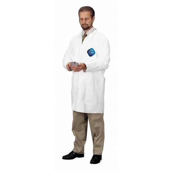 Dupont Tyvek 400 Disposable Lab Coat, Tyvek(R) 400, Snaps Closure, White, 2XL, 8 PK TY212SWH2X0008G1