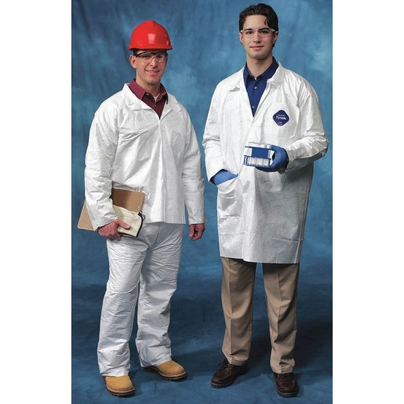 Dupont Tyvek 400 Disposable Lab Coat, Tyvek(R) 400, Snaps Closure, White, L, 30 PK TY212SWHLG003000