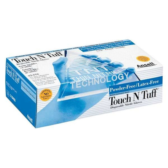 TouchNTuff  92-616, Disposable Gloves, 3.00 to 3.99 mil Palm, Nitrile, Powder-Free, L, 150 PK