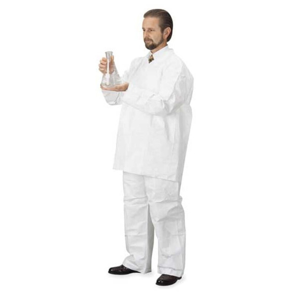 Disposable Collared Shirt, L, Tyvek(R) 400, Snap, Open Cuff, Serged Seam, 12 PK  TY303SWHLG0012G1