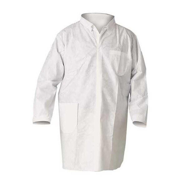 KleenGuard A20 Disposable Lab Coat, SMMMS, Snaps Closure, White, XL, 25 PK