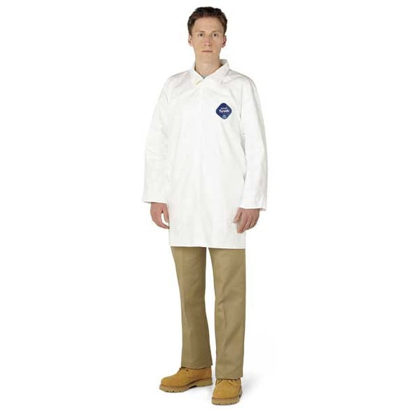 Tyvek 400 Disposable Lab Coat, Tyvek(R) 400, Snaps Closure, White, 4XL, 30 PK