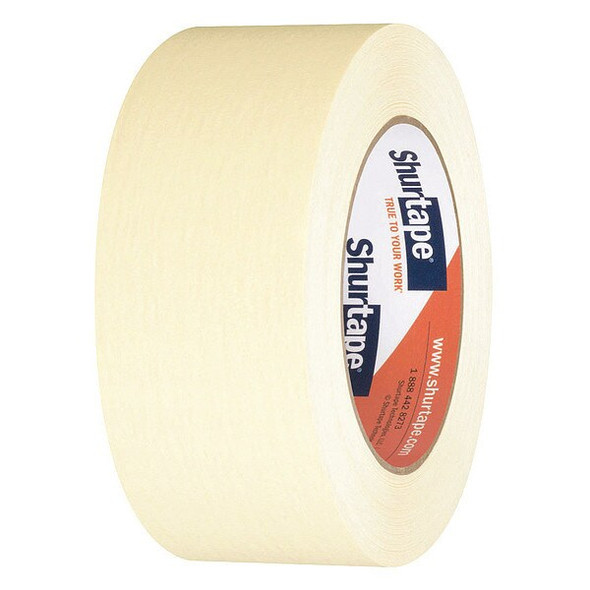 Masking Tape, 48 mm W x 55 m L, 5.4 mil Thick, Tan, Rubber Adhesive, 24 PK